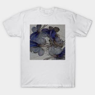 Gray and Blue Botanical Pillows Blue Butterfly Flower Glory Bower Wings T-Shirt